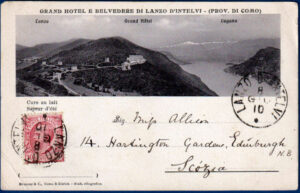 1910 - Grand Hotel e Belvedere di Lanzo d'Intelvi (CO) - viaggiata (formato piccolo)