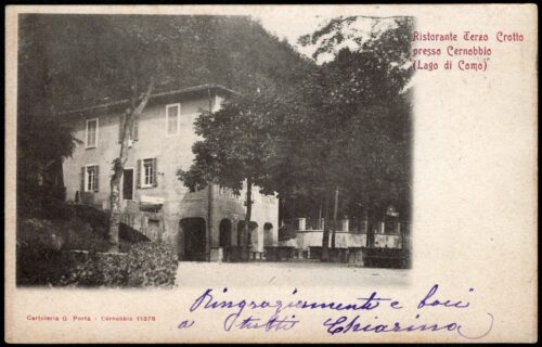 1902 - Ristorante Terzo Crotto presso Cernobbio (Co) - Lago di Como - viaggiata (formato piccolo)