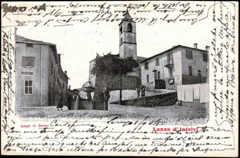 1904 - Lanzo Intelvi - Fontana e Piazza - viaggiata