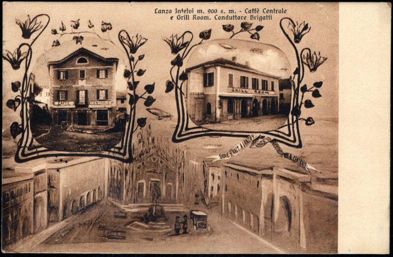 1910 - Lanzo Intelvi (Co) - Caffè Centrale e Grill Room - viaggiata - (formato piccolo)