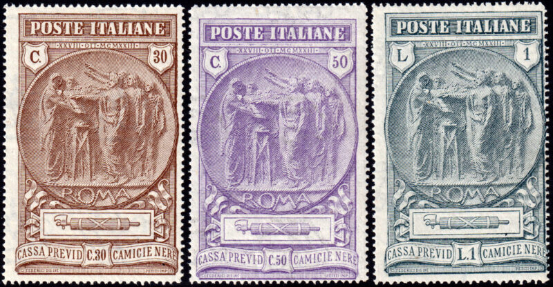 Regno d'Italia -1923 - Camicie Nere - serie completa nuova (MNH) - Sassone nn.147/149
