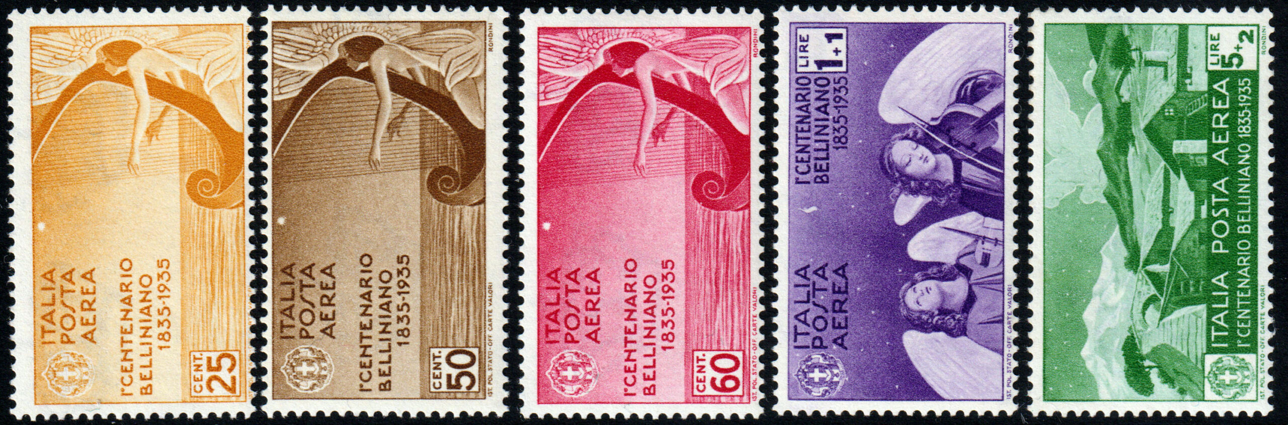 1935 - Regno - Bellini - serie di Posta Aerea nuova (MNH) - Sassone A90/A94