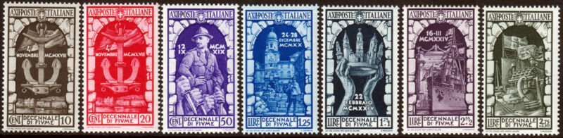 1934 - Regno - Annessione di Fiume - Serie di Posta Ordinaria nuova (MNH) - Sassone nn.350/356