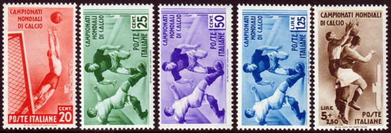 1934 - Regno - Mondiali di Calcio - Posta Ordinaria nuova (MNH) - Sassone nn.357/361