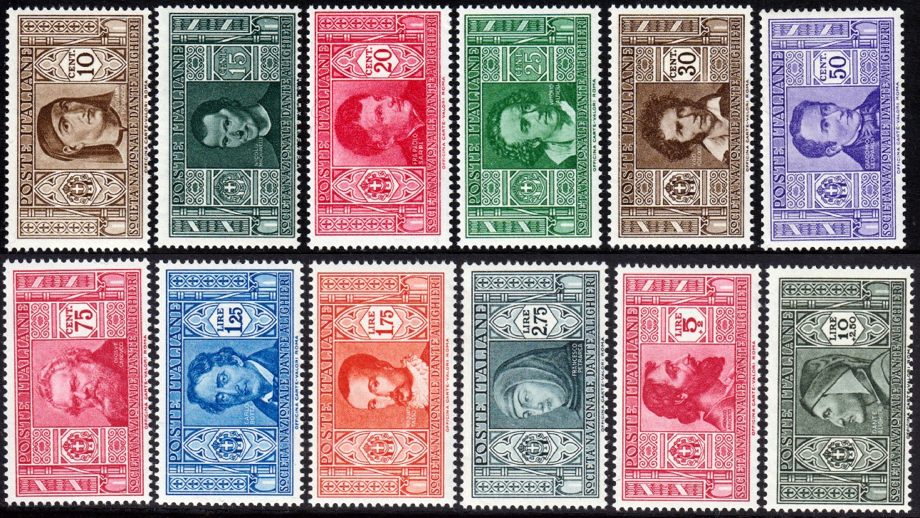 1932 - Regno - Dante - serie di Posta Ordinaria nuova (MNH) - Sassone nn.303/314