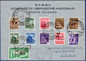1945 - Comitati di Liberazione Nazionale PONTE CHIASSO - serie completa su due buste - Certificati Bottacchi