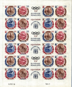 Principato di Monaco - 1972 Giochi Olimpici di Monaco - Concorso Ippico - Foglio intero NON DENTELLATO - nuovo (MNH)
