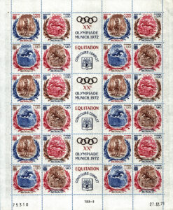 Principato di Monaco - 1972 Giochi Olimpici di Monaco - Concorso Ippico - Foglio intero dentellato - nuovo (MNH)