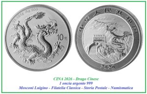 Cina Drago 2026 oncia argento