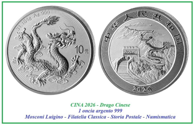 Cina Drago 2026 oncia argento