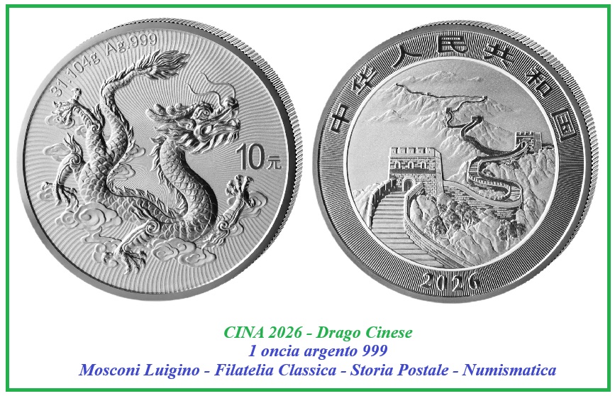 Cina Drago 2026 oncia argento